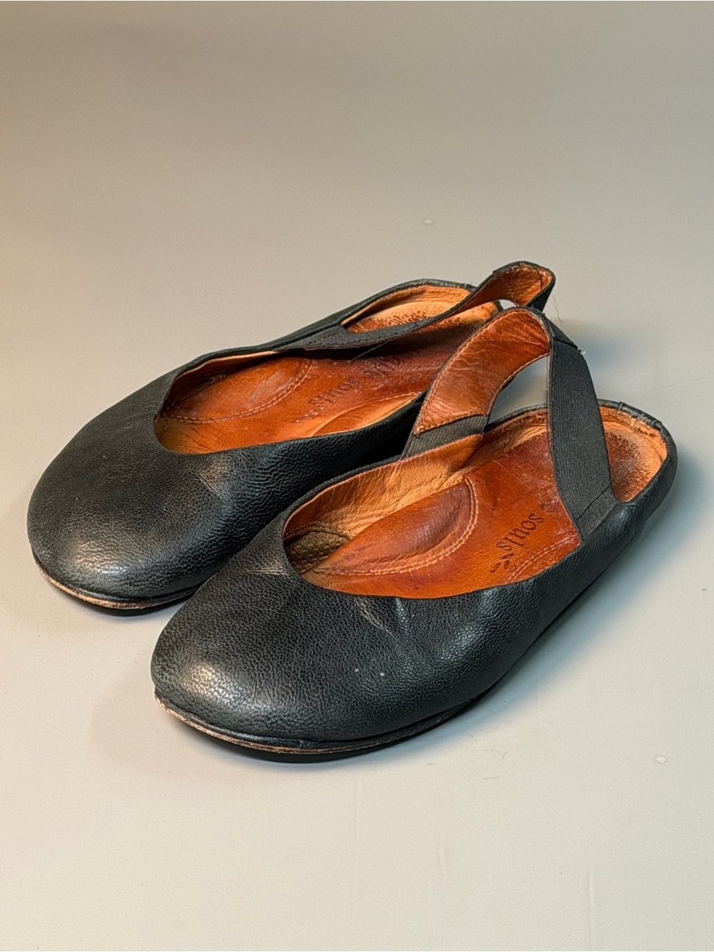 gentle souls Black Leather Slingback Flats